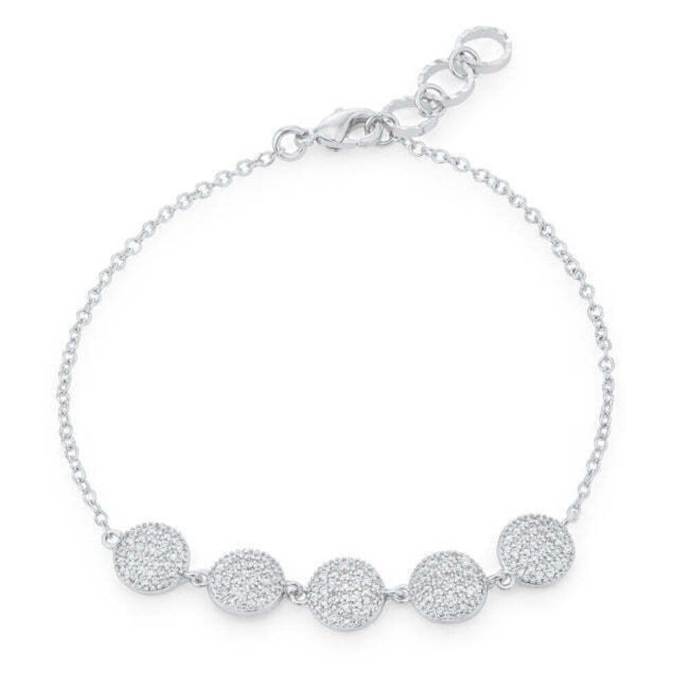 Snowman 0.2ct CZ Rhodium Holiday Charm Bracelet